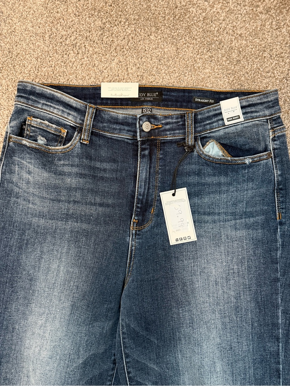 Judy Blue Women's High-Rise 90's Straight Leg Ripped Jeans Size 15/32 NWT - Picture 5 of 16